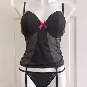 Adore Me Contour Bustier & Thong Panty Lingerie Set 38C - L NWT